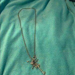 Long Key charm silver necklace